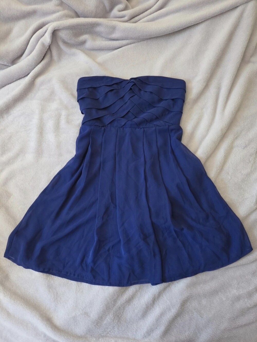 Y2k Trixxi Royal Blue Strapless Sweetheart Chevron Tiered Pleated Mini Dress 3